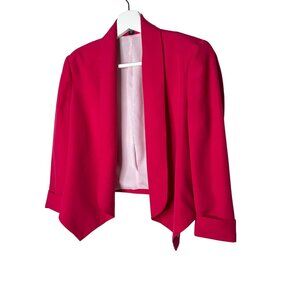 Bebe Fuchsia Pink Blazer XS Cropped Open Front Draped Jacket Party Workwear